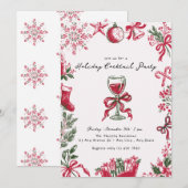 幻想的なクリスマスの手描きホリデーパーティー 招待状 (正面/裏面)