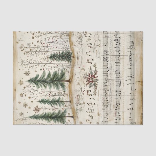 幻想的なクリスマスの森と楽譜 薄葉紙 (正面)