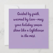 幻想的なクリスマスの灯台パーソナライズカード (裏面)