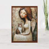 幻想的なクリスマスの猫と冬の乙女アートカード カード (正面)