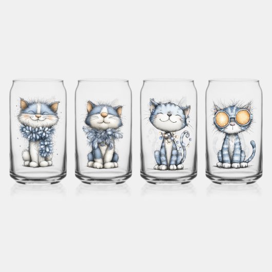 幻想的なクリスマスの猫 ガラス缶 (正面)