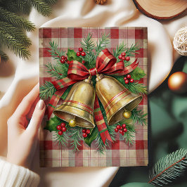幻想的なクリスマスの鐘のデコパージュペーパー 赤 薄葉紙