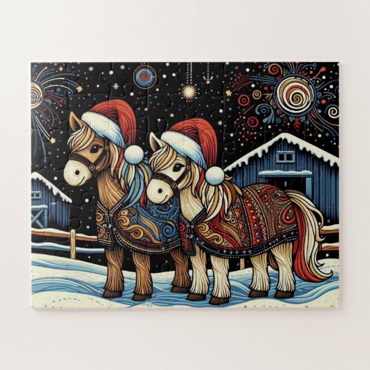 幻想的なクリスマスの馬 ジグソーパズル (横)