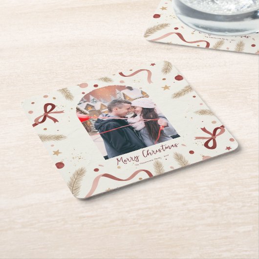 幻想的なクリスマスコースター - カスタムフォトスペース スクエアペーパーコースター (アングル)
