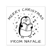 幻想的なクリスマスソングを歌うペンギンのメリークリスマス セルフインキングスタンプ (デザイン)