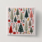幻想的なクリスマスツリーの森 缶バッジ (正面)