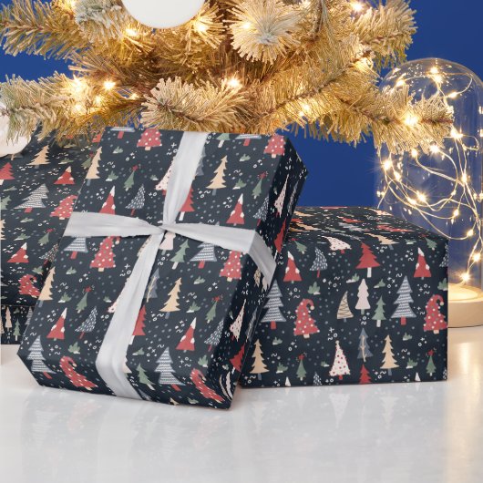 幻想的なクリスマスツリーパターン ラッピングペーパー (クリスマス)