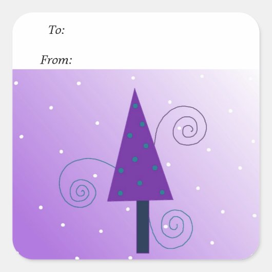 幻想的なクリスマスツリー スクエアシール (正面)