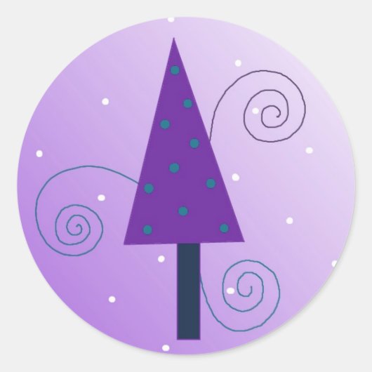 幻想的なクリスマスツリー ラウンドシール (正面)