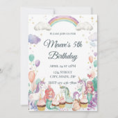 幻想的なクリーチャーの子供の誕生日パーティー 招待状 (正面)