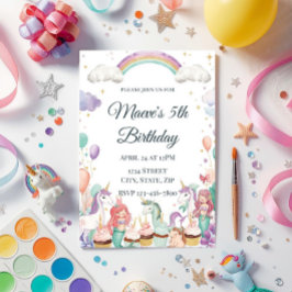 幻想的なクリーチャーの子供の誕生日パーティー 招待状