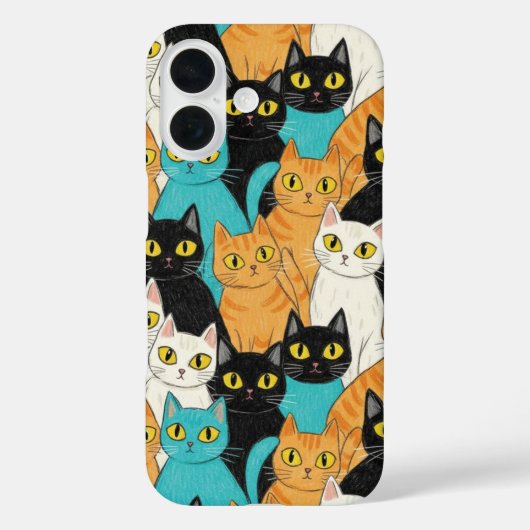 幻想的なクレヨンの猫の群れ Case-Mate iPhoneケース (裏面)
