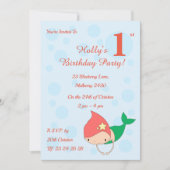 幻想的なコットンキャンディーマーメイドの女の子たちのお誕生日パーティー 招待状 (正面)