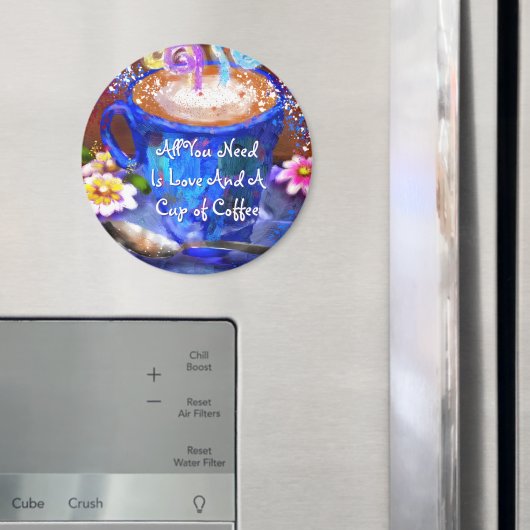 幻想的なコーヒーのカップ 花 フローラル パーソナライズド マグネット (インサイチュ (冷蔵庫))