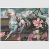 幻想的なゴシック様式のガーゴイルと花のデコパージュ 薄葉紙 (正面)
