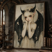 幻想的なゴシック風の花冠の妖精の壁アート フォトプリント