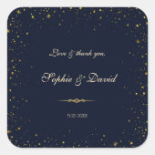 幻想的なゴールドの星空のウェディング スクエアシール (正面)