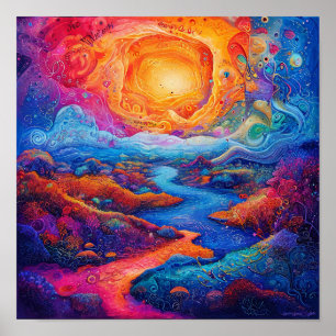 幻想的なサイケデリック風景 ドリームスケープ 🌌✨🌀🌿 ポスター