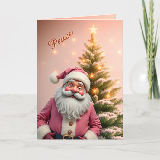 幻想的なサンタクロース ペーパー クリスマス カード (正面)