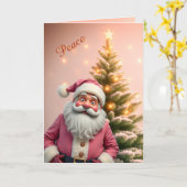 幻想的なサンタクロース ペーパー クリスマス カード (黄色い花)