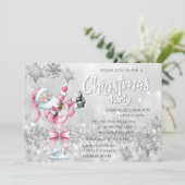 幻想的なサンタコックテイルボケクリスマスパーティー 招待状 (スタンド正面)