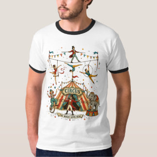 幻想的なサーカスの曲芸師と綱渡り ヴィンテージ Tシャツ