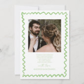幻想的なシトラスグリーンの波状の縁取りの結婚式 サンキューカード (裏面)