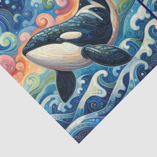 幻想的なシャチのクジラビーチ海岸デコパージュ 薄葉紙 (詳細)
