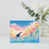 幻想的なシャチの野生の花 ポストカード (スタンド正面)
