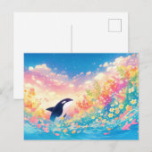 幻想的なシャチの野生の花 ポストカード (正面/裏面)