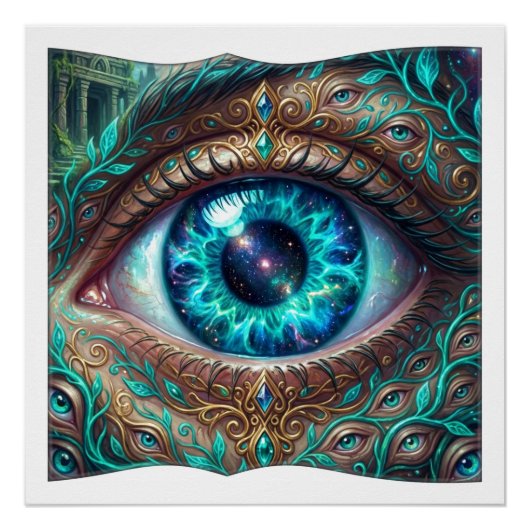幻想的なシーンの中の大きなエレクトリックブルーの目 ポスター (正面)