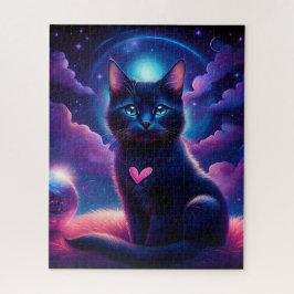 幻想的なシーン 黒猫 美しい青い瞳 ジグソーパズル