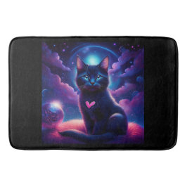 幻想的なシーン 黒猫 美しい青い瞳 バスマット