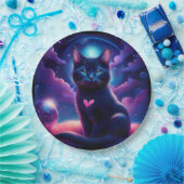 幻想的なシーン 黒猫 美しい青い瞳 ペーパープレート (パーティー)