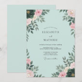 幻想的なシー​​フォーム・芍薬の結婚式 招待状 (正面/裏面)