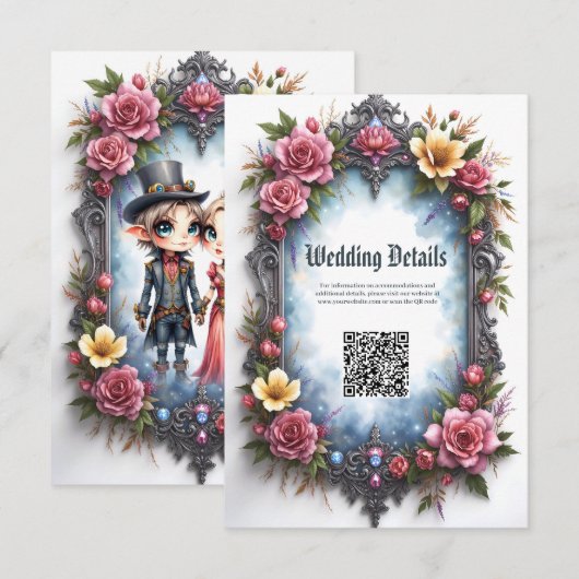 幻想的なスチームパンクのエルフの結婚式 エンクロージャーカード (正面/裏面)