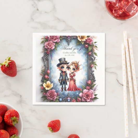 幻想的なスチームパンクのエルフの結婚式 スタンダードカクテルナプキン (インサイチュ)