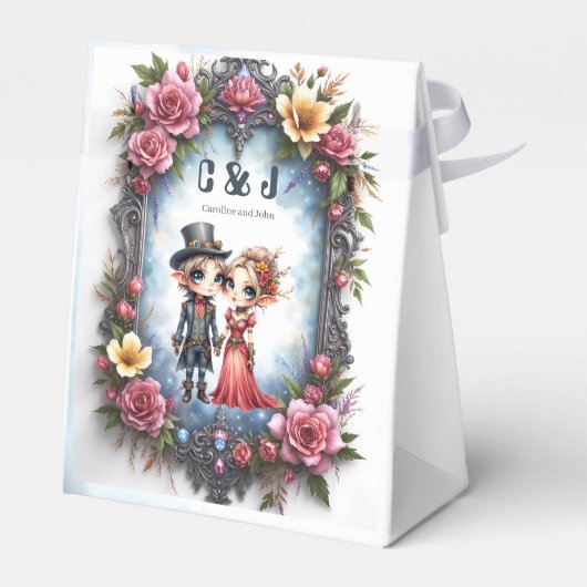 幻想的なスチームパンクのエルフの結婚式 フェイバーボックス (裏面サイド)