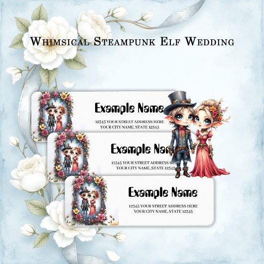 幻想的なスチームパンクのエルフの結婚式 ラベル