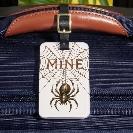 幻想的なスチームパンクのクモとクモの巣 - MINE ラゲッジタグ (正面インサイチュ2)