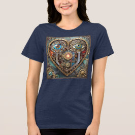 幻想的なスチームパンクのハート I See You I Love You トライブレンドＴシャツ