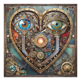 幻想的なスチームパンクのハート I See You I Love You フォトプリント