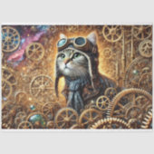 幻想的なスチームパンクの猫の宇宙の旅デコパージュ 薄葉紙 (正面)