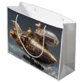 幻想的なスチームパンク飛行船 ラージペーパーバッグ (裏面アングル)