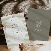 幻想的なストライプグリーンの結婚式リハーサル 招待状