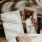 幻想的なストライプグリーンの結婚式招待状 招待状