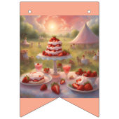 幻想的なストロベリーショートケーキのバースデー バンティングフラッグ (第1の旗)