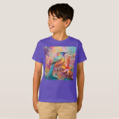 幻想的なスミレ色の喉の歌鳥 Tシャツ (正面フル)