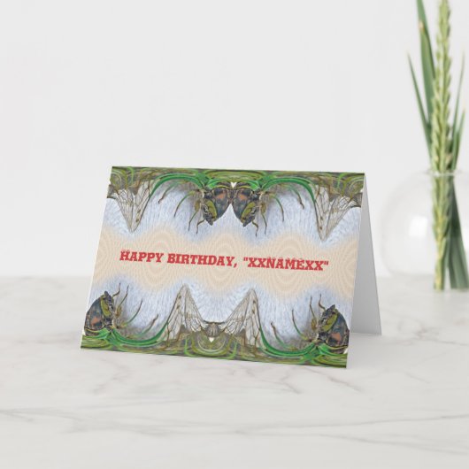 幻想的なセミ誕生日をパーソナライズ カード (正面)