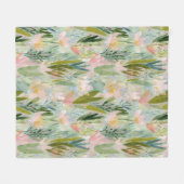 幻想的なセージグリーンの花の水彩 フリースブランケット (正面(横))